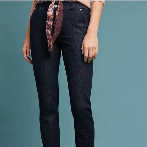 Anthropologie Pilcro and the Letterpress High Rise Straight Dark Wash Jeans - Picture 4 of 17